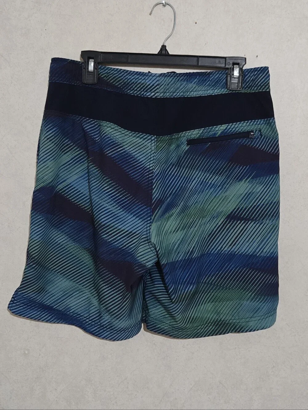 Speedo Green & Blue Diagonal Stripe Swim Trunks